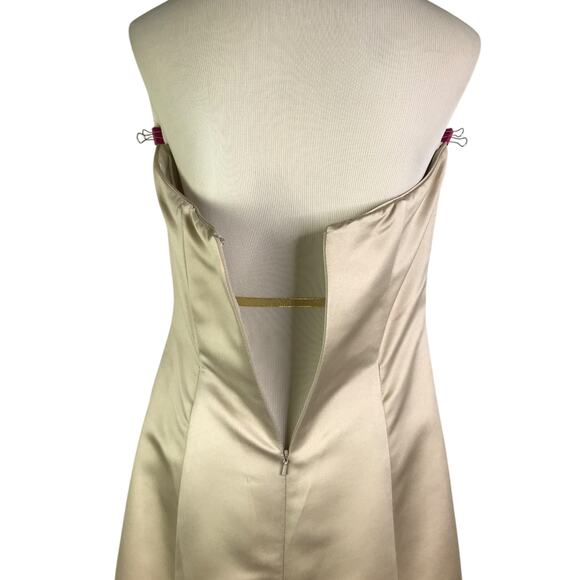 Jessica McClintock Gown Women 12 Cream Embroidered Floral Formal Dress Strapless - Picture 8 of 13